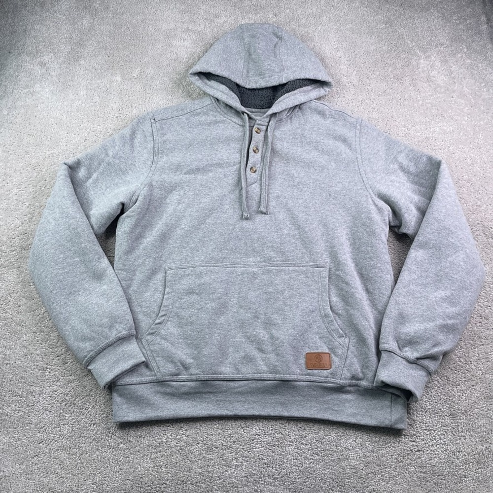 Cloudveil Hoodie Mens XL Grey Henley Sherpa Lined Fleece Pullover Sweatshirt